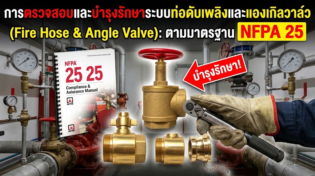 การตรวจสอบและบำรุงรักษาระบบท่อดับเพลิงและแองเกิลวาล์ว (Fire Hose & Angle Valve): ตามมาตรฐาน NFPA 25