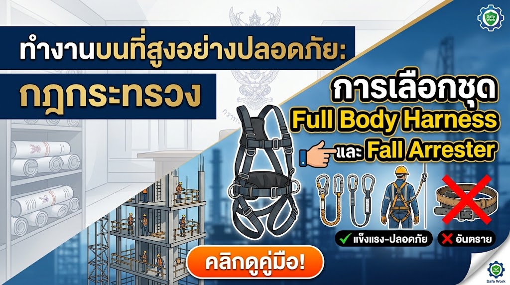 ทำงานบนที่สูงอย่างปลอดภัย: กฎกระทรวง และการเลือกชุด Full Body Harness & Fall Arrester