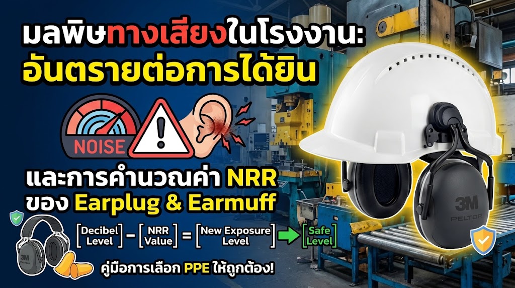 มลพิษทางเสียงในโรงงาน: อันตรายต่อการได้ยิน และการคำนวณค่า NRR ของ Earplug & Earmuff