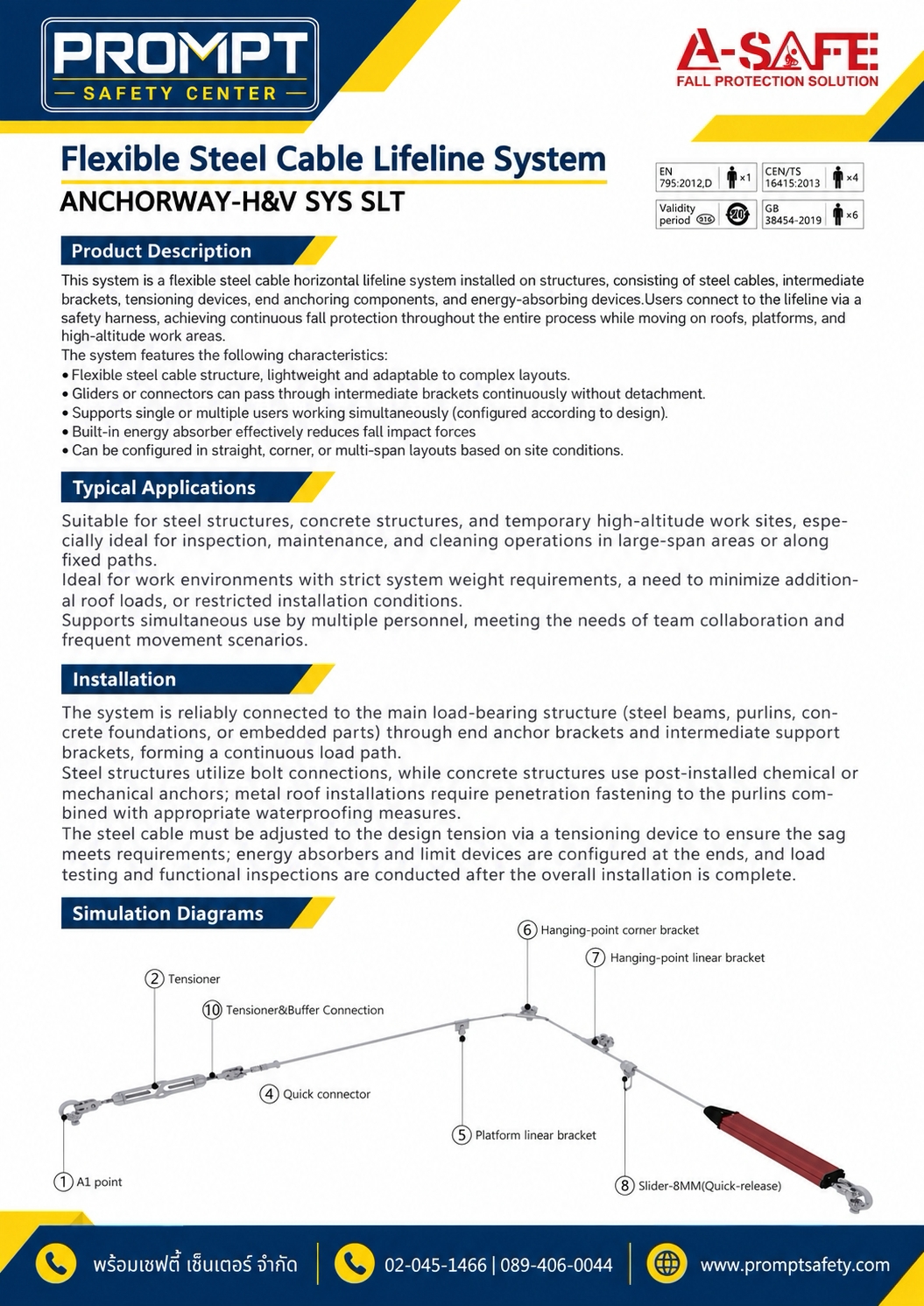 Flexible Steel Cable Lifeline System ANCHORWAY-H&V SYS SLT (ระบบสายช่วยชีวิตสลิง)